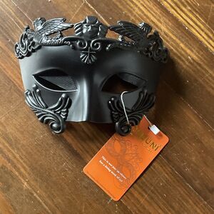 Myseuni Luxury Party Supplies Masquerade Ball Men Greek Mask Black